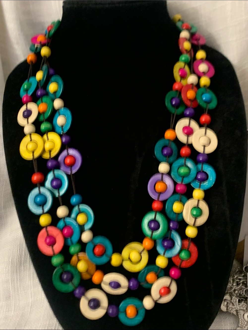 Multicolor Wooden Disc & Bead Layered Necklace - Vibrant Women’s Jewelry